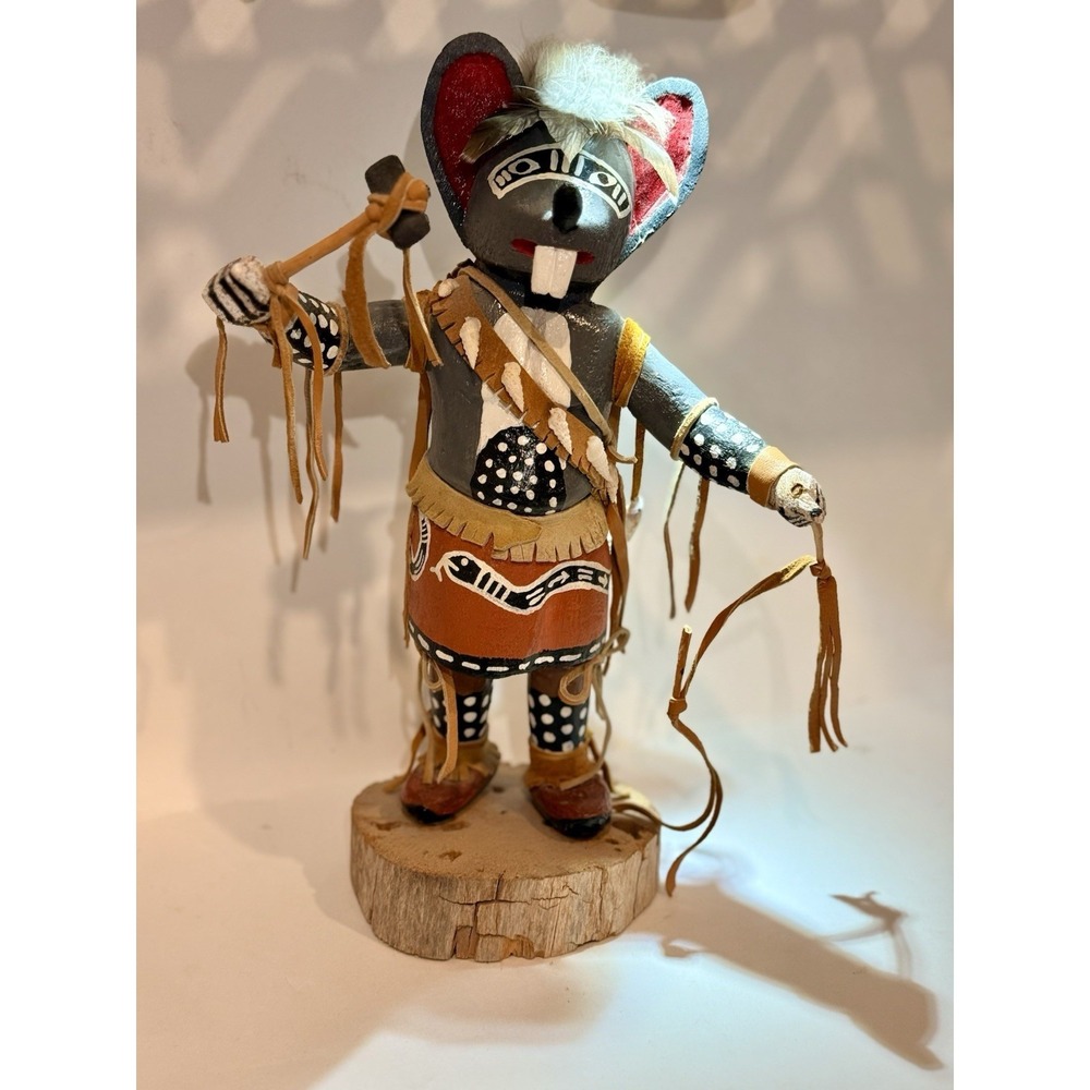Gracellia Tainnijinnie Field Mouse Kachina Doll Hand Carved Wood Native American - Picture 1 of 8